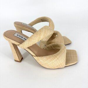 Steve Madden Kloss Rafia Heeled Sandals Beige Size 7.5